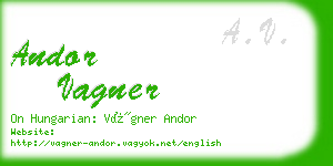 andor vagner business card